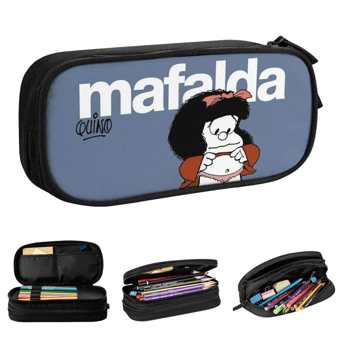 

Kawaii Mafalda Pencil Case Classic Amine Cartoon Pen Box Bag Kids Big Capacity Office Gift Pencil Pouch