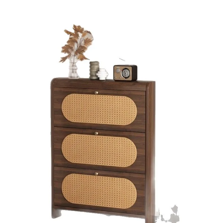 

Popular storage artifact Small apartment walnut ultra-thin small narrow shoe cabinet Tipping bucket Home door storage