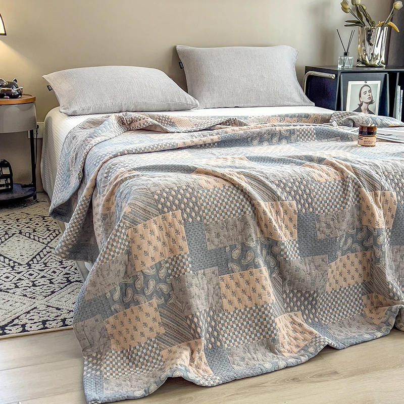 Musselin-Überwurfdecke, 100 % Baumwolle, Decken für Bett, atmungsaktive Gaze, ganzjährig, leicht, weich, Sommerdecken, Couch, Sofabezug