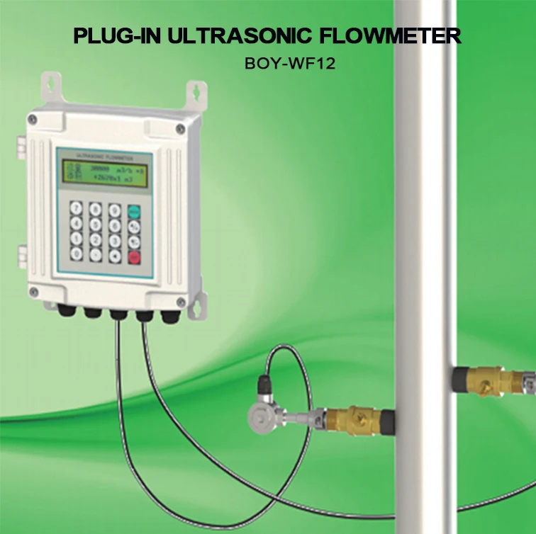 Medidor de flujo de agua ultrasónico con batería de alta precisión BOY-WF12 medidores de flujo de líquido ultrasónicos tipo enchufable