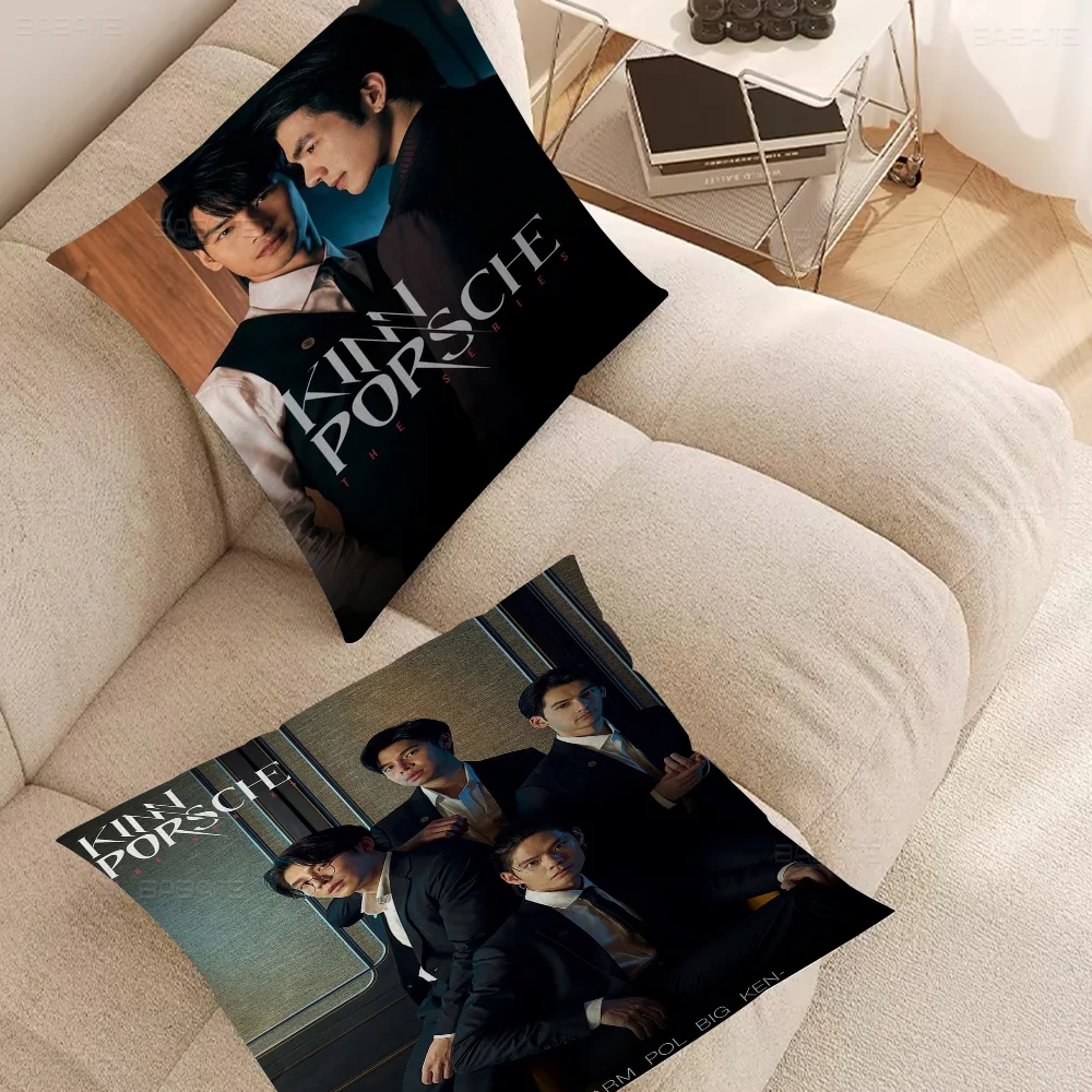 

KinnPorsche The Series Movie Pillow Covers Cartoon Sofa Decorative Home Double-sided Printing Short Plush Cute Cushion Cover