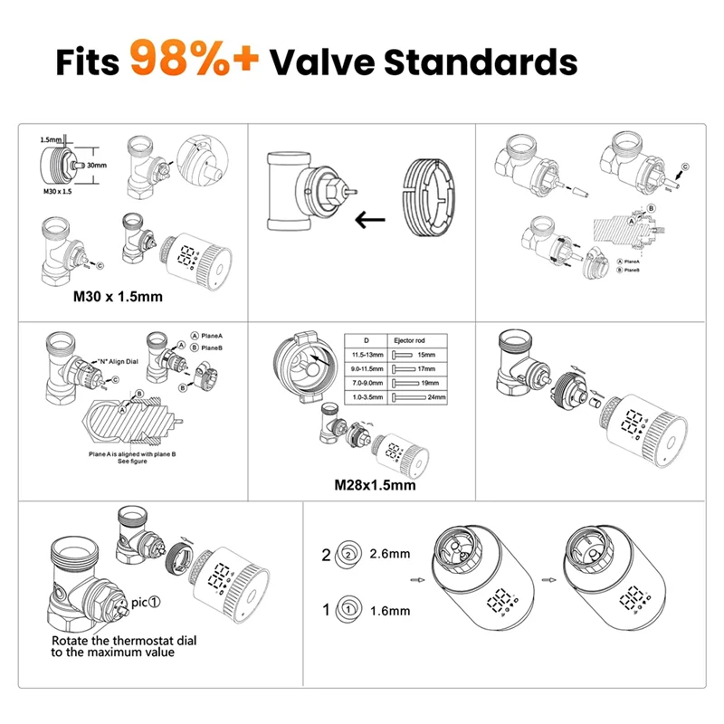 Y51A-Smart Radiator Thermostat, Programmable Temperature Controller Valve, Works With Alexa, TRV Thermostatic Radiator Valve