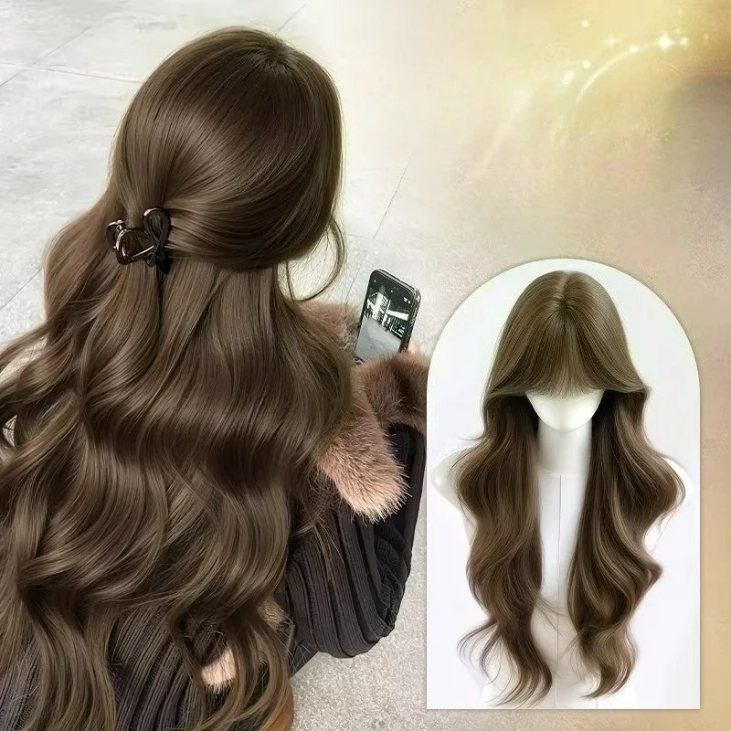 

Synthetic Wigs Natural Realistic Long Wavy Hair Wigs Straight Bangs Wig For Women Daily Use Cosplay Quickly Increase Hair Volume
