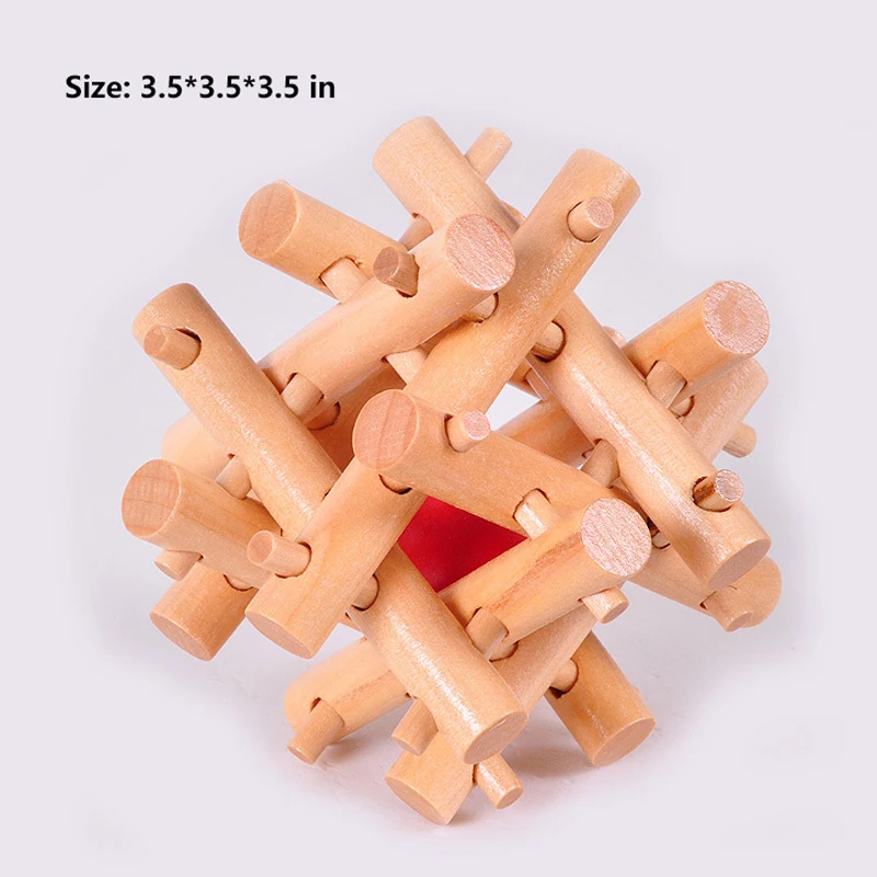 Wooden Kongming Lock,3D Brain Teaser Puzzle,Office Decompression Puzzle for Adult, Intelligence Gift for Kids (Twelve Sisters)