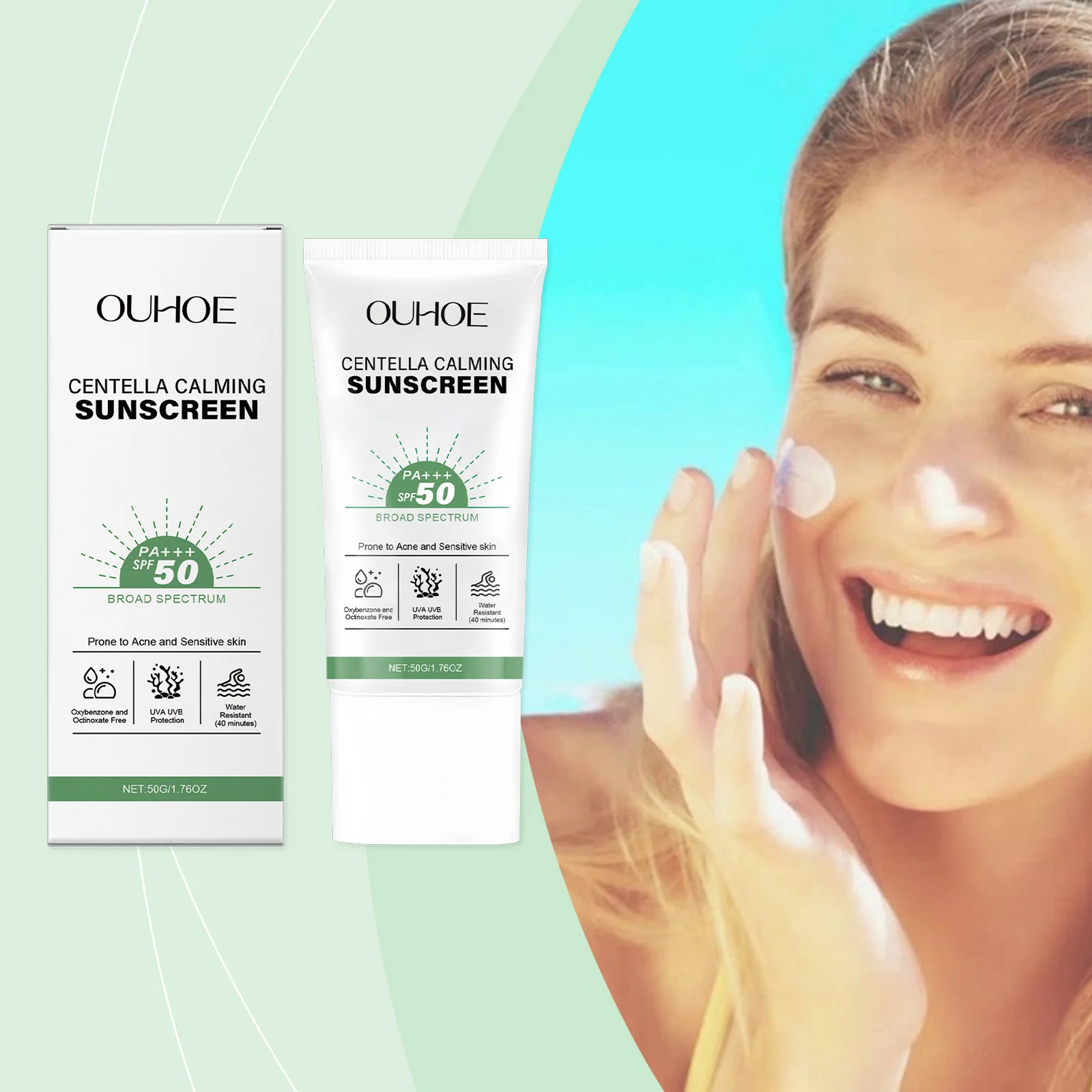 SPF 50 واقي من الشمس للوجه مضاد لأشعة الشمس واقي من الأشعة فوق البنفسجية يحسن الجفاف ويمنع حروق الشمس في الصيف مقاوم للماء واقي من الشمس كينتيللا المهدئ #1