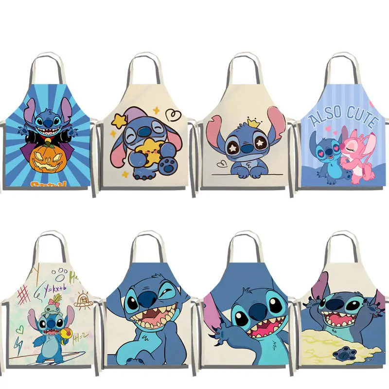 

Disney Anime Kawaii Stitch Apron Cartoon Baby Apron Children's Restaurant Kitchen Anti Fouling Waist Home Cleaning Tool Gift