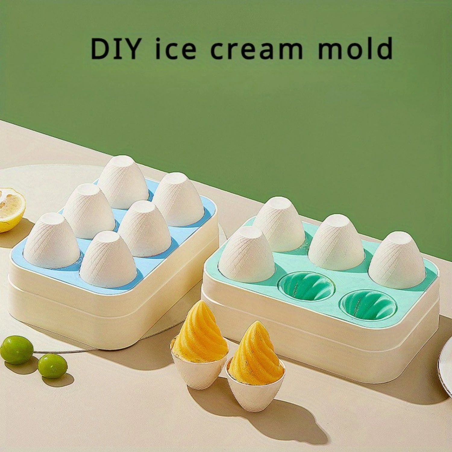 

6-Pack Silicone Ice Cream Molds, Easy-Release DIY Popsicle Makers, BPA-Free Cone-Shaped Treat Trays Para hielo Popsicle holders