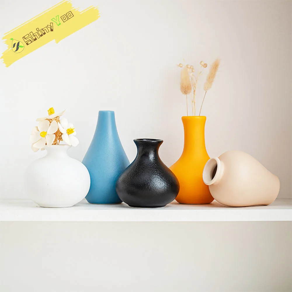 

Ceramic Vase Set of 5, Small Bud Vases for Flowers, Mini Decorative Vases for Home Decor, Table, Cabinet, Living Room & Entryway