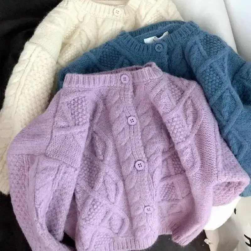 

Kawaii Christmas Sweater Casual Loose Knit Cardigan 80-140cm Kids Baby Girls Boys Sweaters Cute Twist Sweater