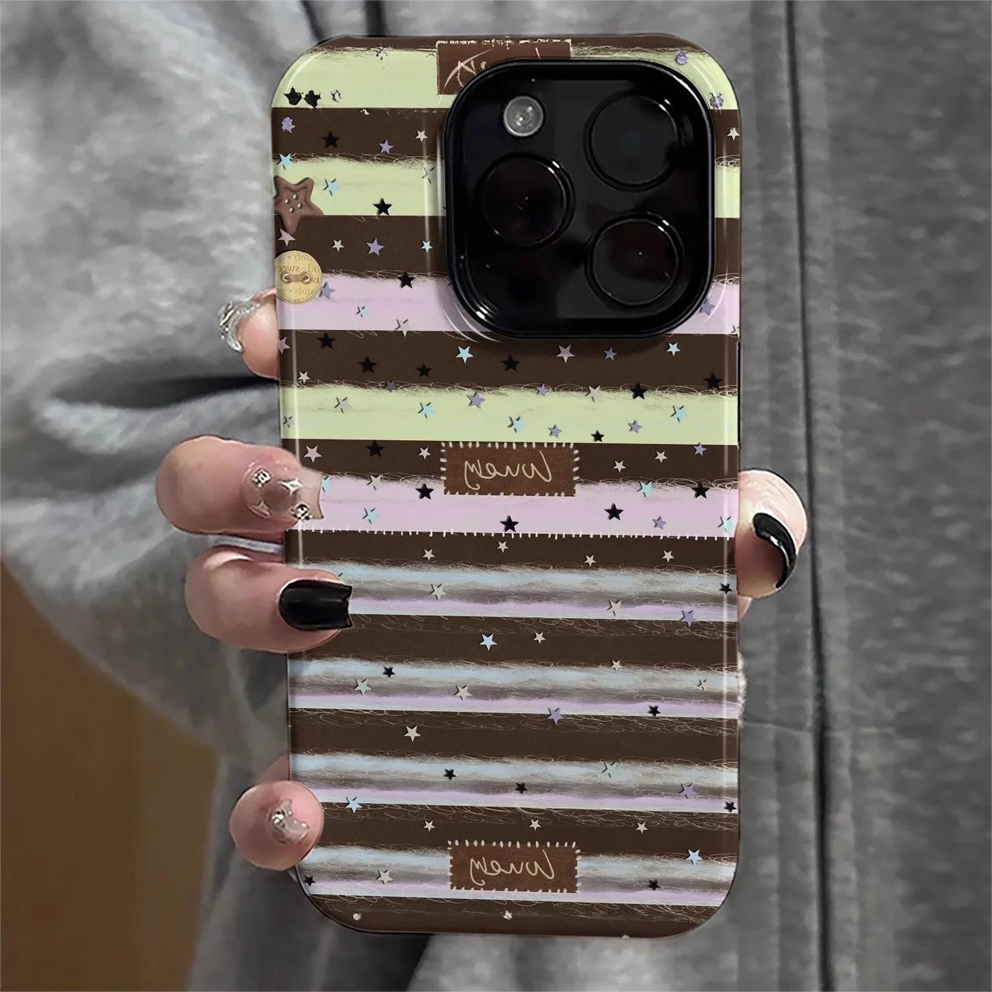 

Ins Colorful Star Stripes Case for IPHONE 17AIR 16ProMax 15 14 13 12 11 PRO Plus XR XS MAX SE Acrylic TPU Two in One Phone Cases