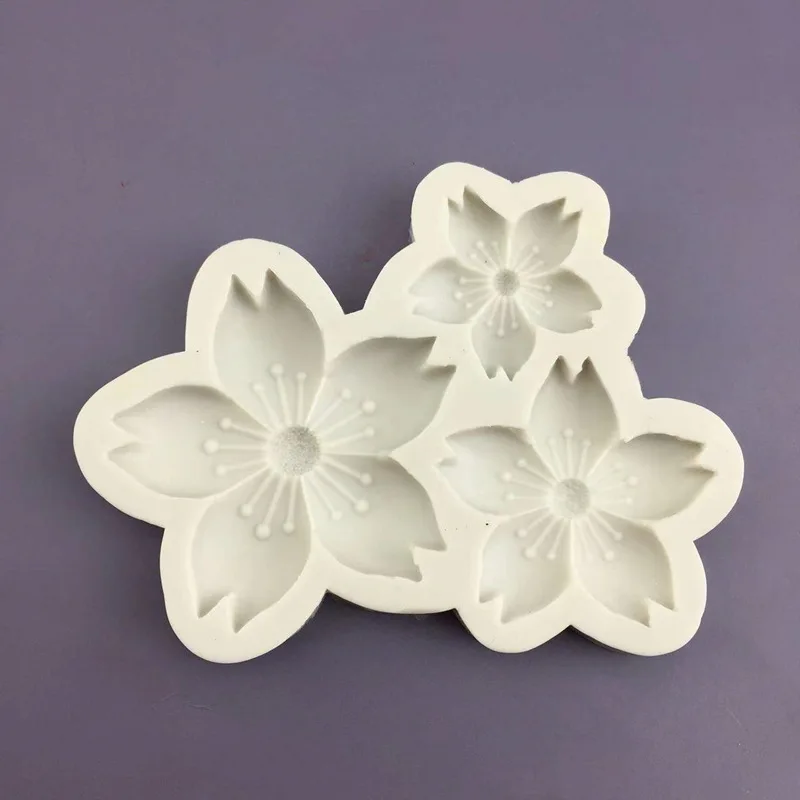 3 Cavity Cherry Blossom Flower Shaped Silicone Mold Sun Flower Fondant Chocolate Cake Decoration Baking MoldTool