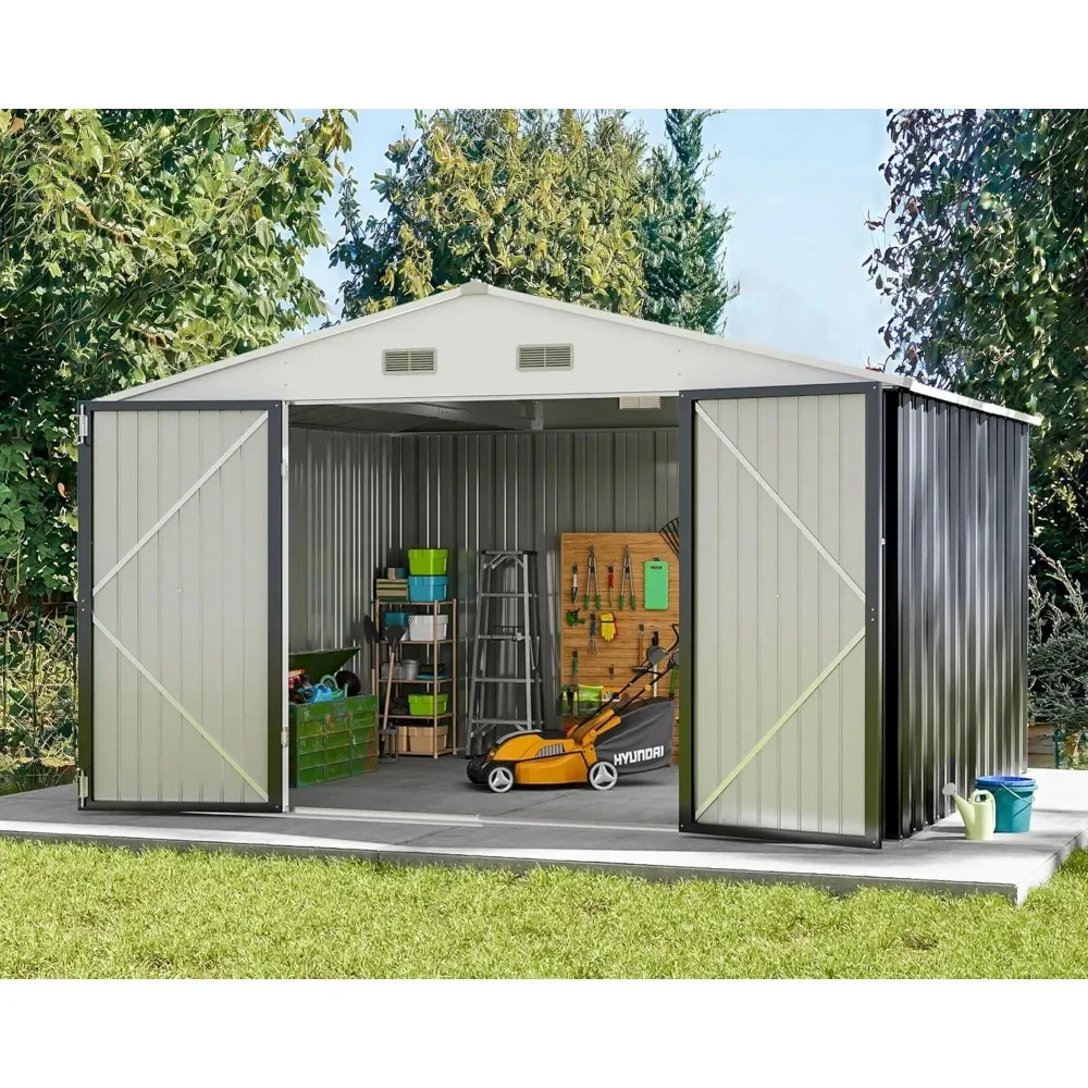 

10 X 8 Feet Practical Tool Shed Metal Storage Garden Shed with Door and Lock Suitable for Outdoor Storage Shed on Terrace