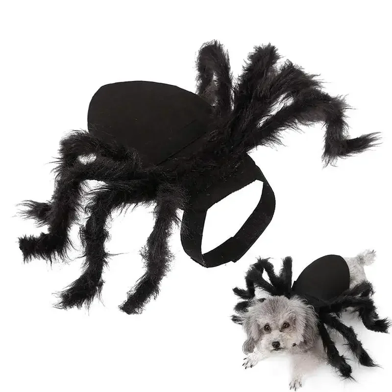 Halloween Pet Spider Costume simulazione Black Spooky Spider Clothes Dressing For Dogs Cats Party Cosplay puntelli Funny Outfit