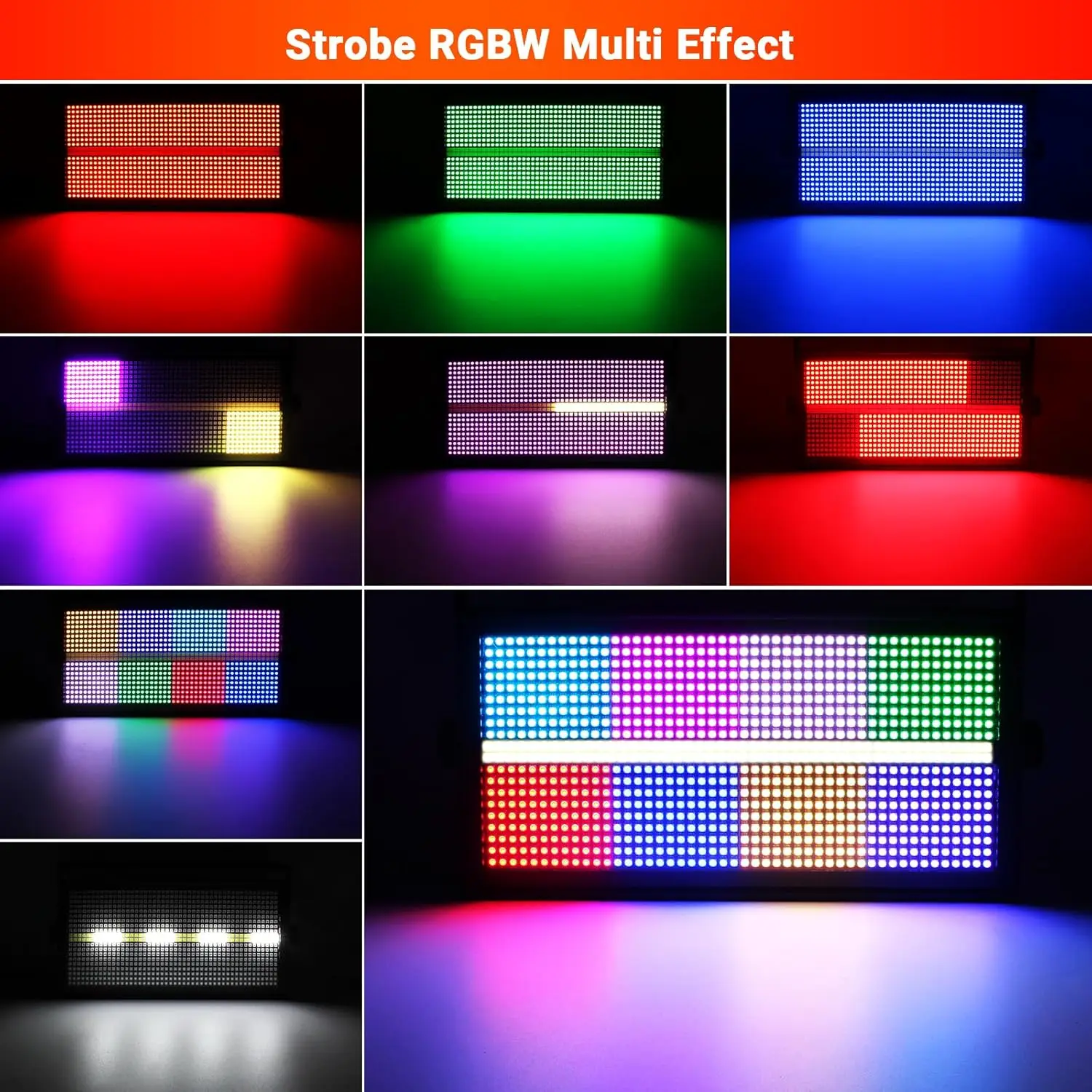 

200W LED 48+8 Segmen RGBW Strobe DJ Lights Wash Dimmable Multi Effects Stage Lighting DMX/Sound For Events Club Bar Church Part
