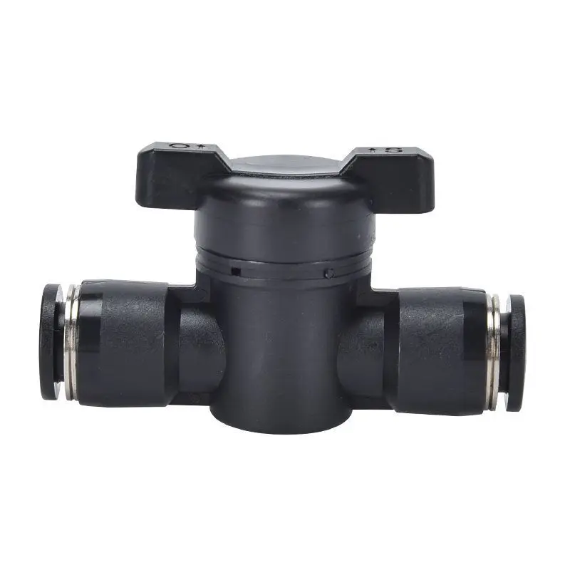 BTC Plastic Pneumatic Hand Valve 4mm 6mm 8mm Black Push In Quick Joint Connector To Turn Switch Manual Ball Current-limiting