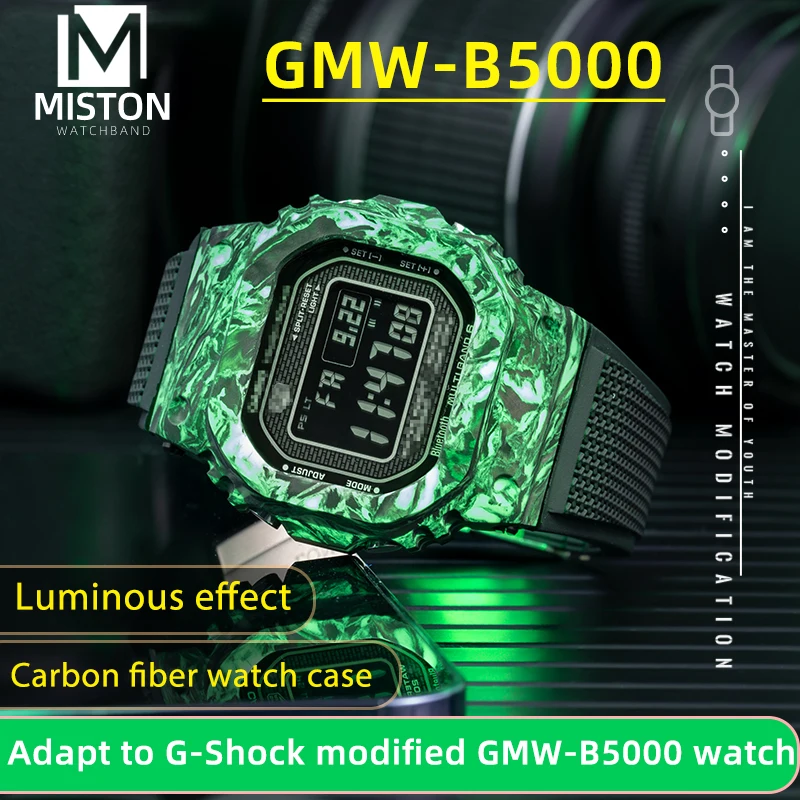 

For G-shock GMW-B5000 watch case personalized modification, luminous carbon fiber lightweight Casio small gold/silver block case