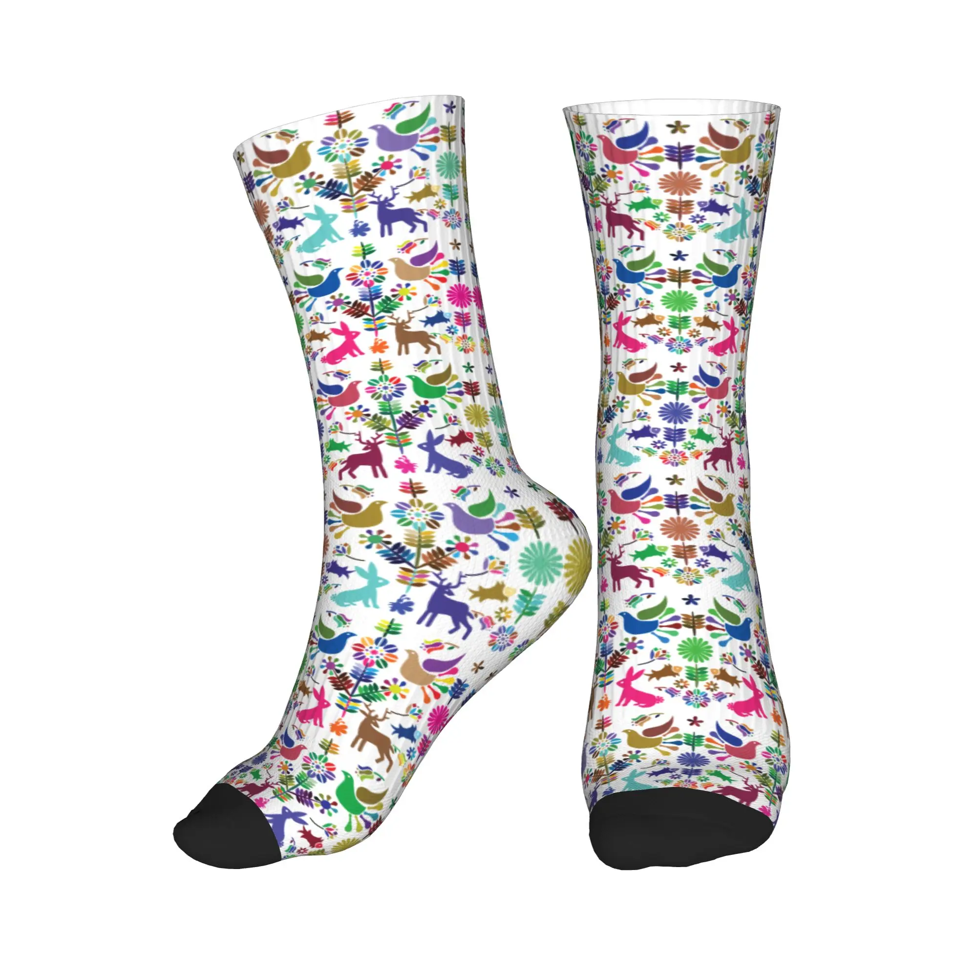 

Funny Print Fashion Mexican Flower Otomi Birds Pattern Socks for Women Men Stretchy Summer Autumn Winter Crew Socks