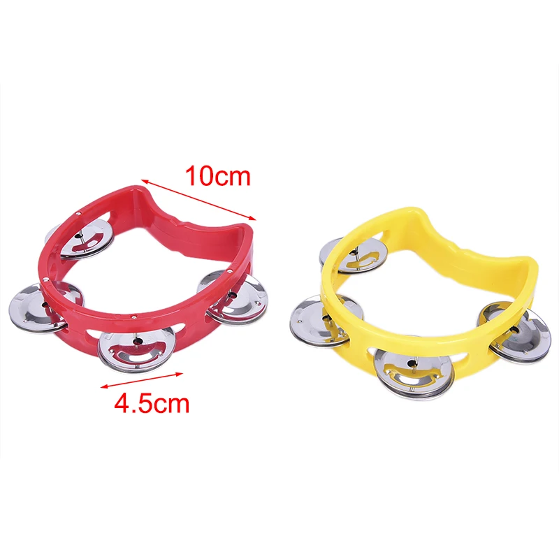 SQ 1pc 10cm x 4.5cm Hand Held Tambourine Metal Bell Plastic Percussion for KTV Party Kid Game Toy