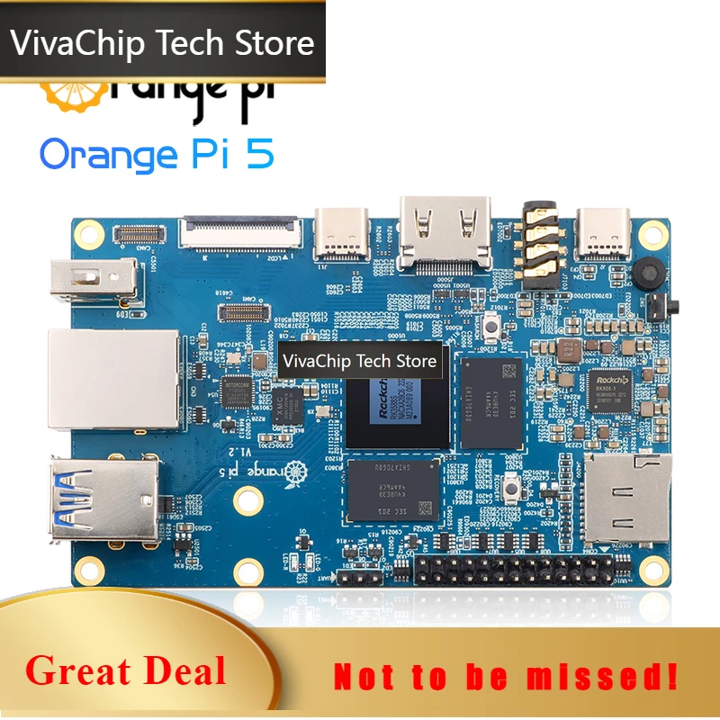 VivaChip TechOrange Pi 5 16GB SBC+WiFi6 BT5.0 Module+Metal Case+ 5V4A Type-C Power Supply 4pcs Sets RK3588S Gigabit Ethernet Min