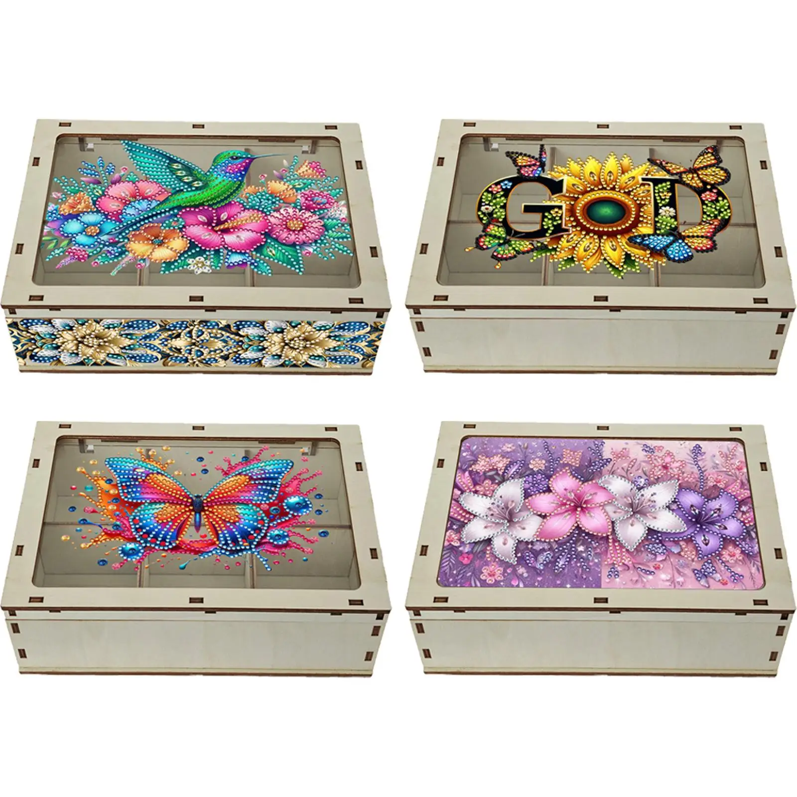 

DIY 5D Diamond Painting Jewelry Box Wooden Box Diamond Art Jewelry Storage Case Diamond Painting Container Box for Women