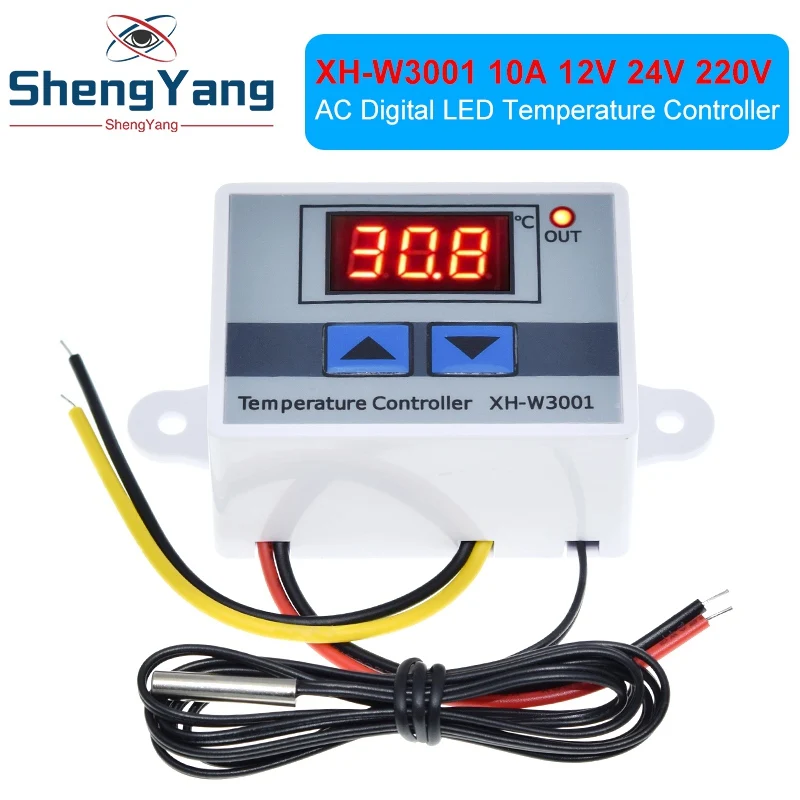 TZT 10A 12V 24V 220VAC Digital LED Temperature Controller XH-W3001 for Arduino Cooling Heating Switch Thermostat NTC Sensor