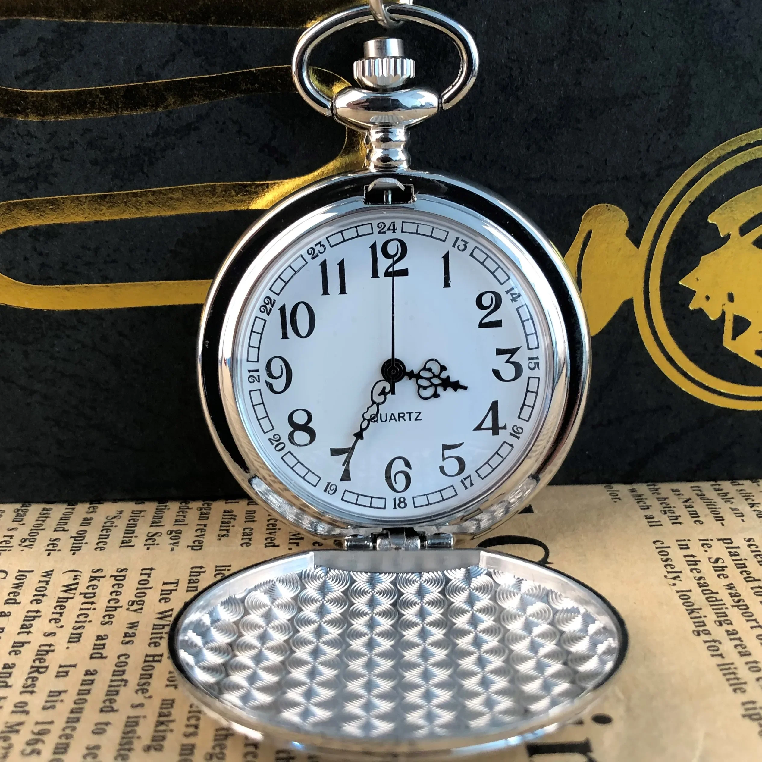 Silver Carved Quartz Pocket Watch Arabic Numerals Popular Decoration Unisex Personality Necklace Pendant Clock Men Women Gifts