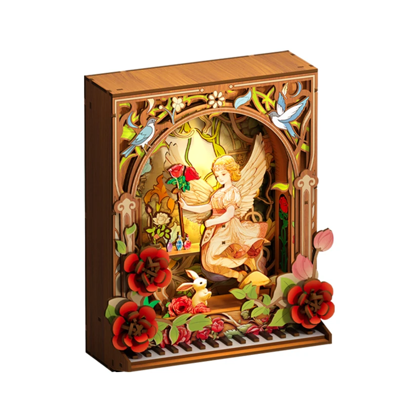 

Educational Learning Toys Flower Fairy Wooden 3D Night Light Creative Building Bricks MOC Model Kit Gift for Kids Children