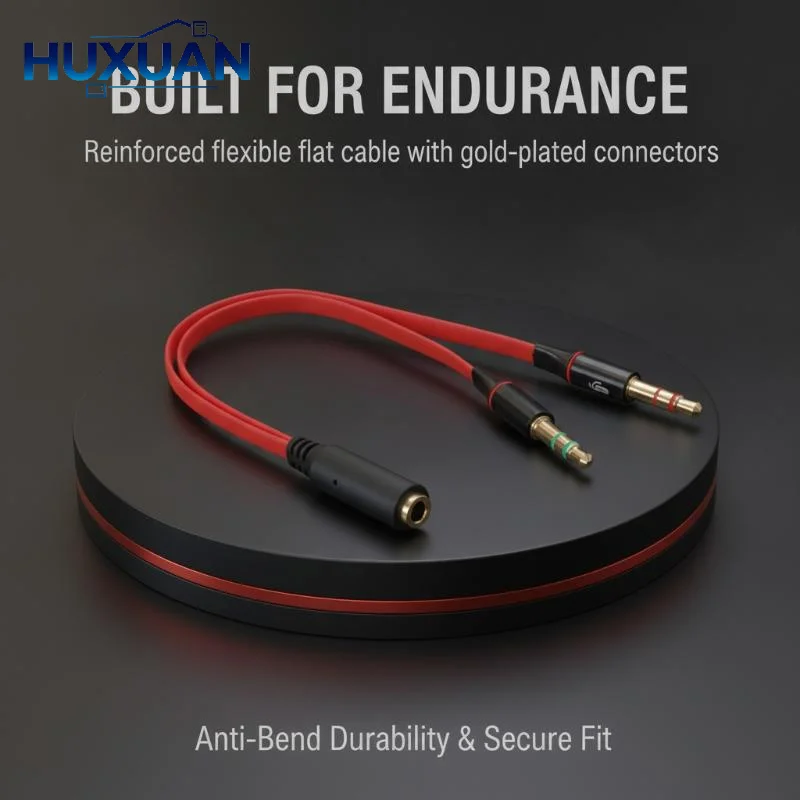 3.5mm Audio Splitter Cable 2 Male To 1 Female Headset Mic Adapter Cord For Laptop Computer Gaming Headphone
