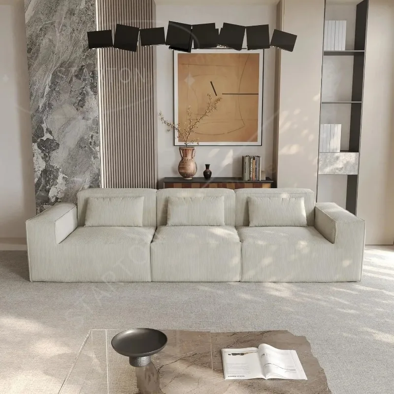 Compression Boneless Sofa Couches for Living Room 3 Seaters Modern Corduroy Modular Sectional Sofa Comfy Couch