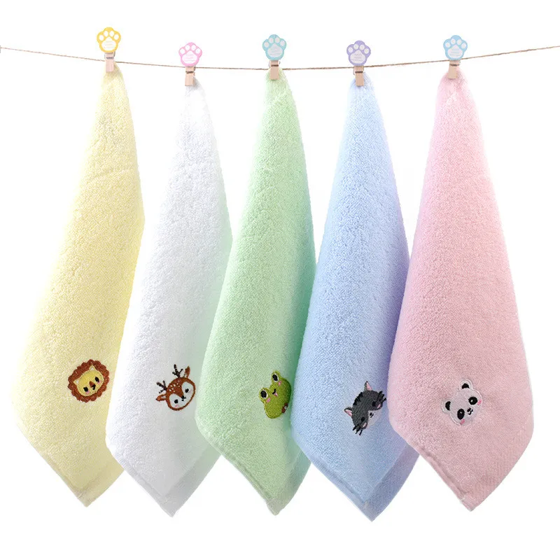 

1Pcs 25x25cm Square Cartoon Embroidered Cotton Baby Children Kids Face Hand Washcloth Water Absorbent Soft