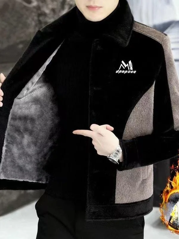 

Sli Men's Winter Coat Thiened Flannel ort Coat Ele Collar Faionable Men's Clothing Busin Casual Breathable