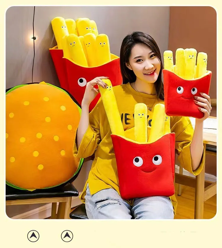 Simulation burger fries plush toys kids educational food toys