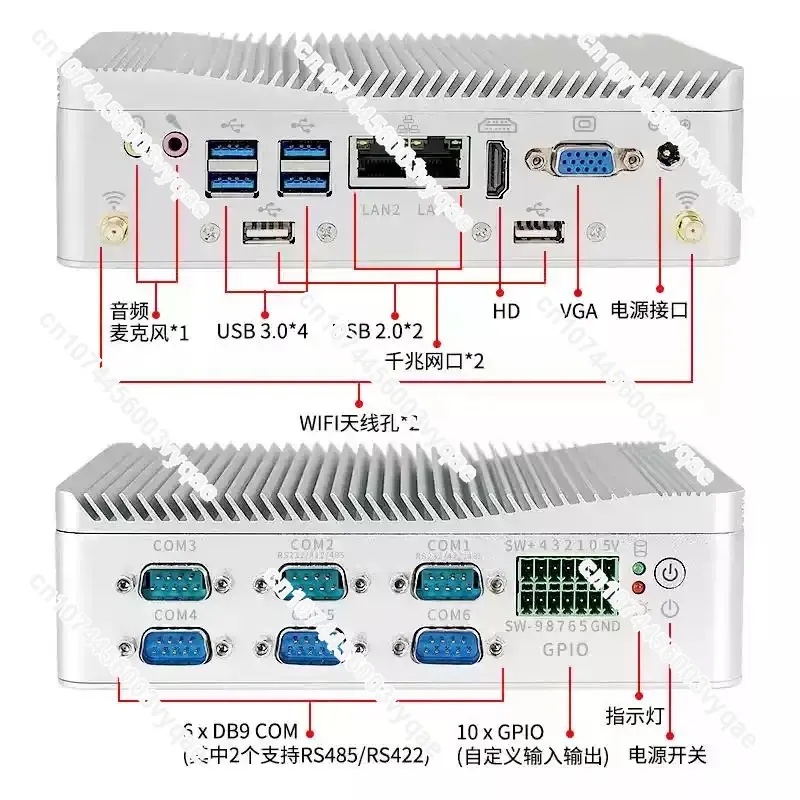 Support 4G WiFi Wall-Mount for IoT PLC POS Automation  Quad Core Industrial Mini PC RS232 RS485 GPIO 6W TDP Embedded Computer