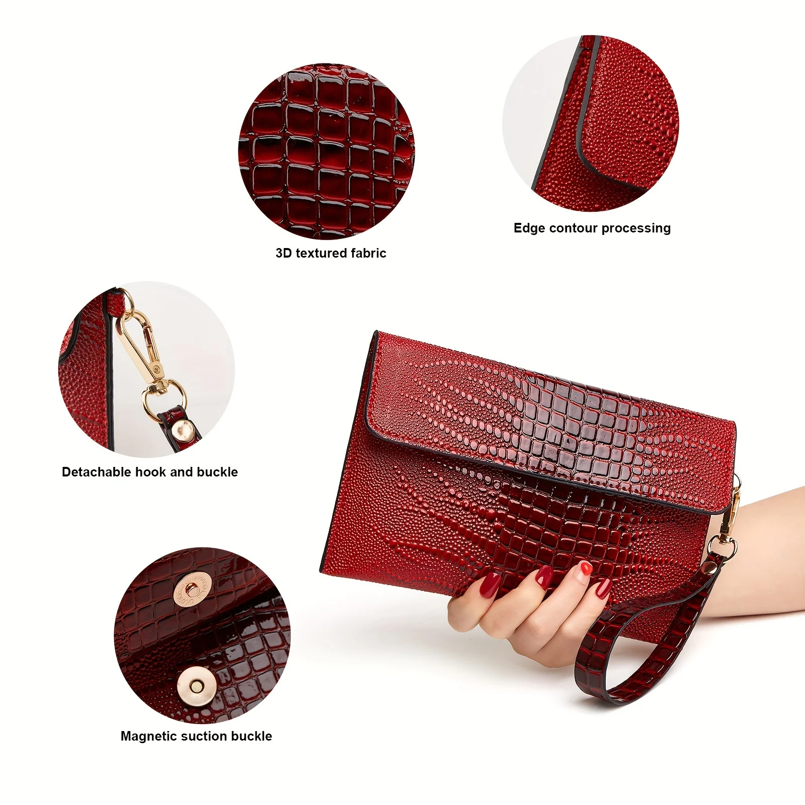 Ladies Handheld Bag Wallet Classic Crocodile Pattern Large Capacity Zero WalletCasual Street Banquet Bag Valentine\'s Gift