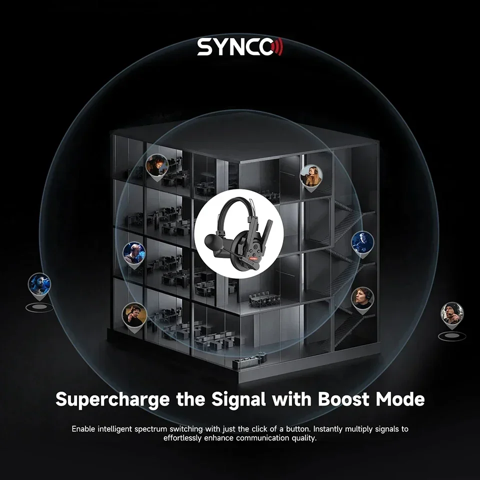 SYNCO Xtalk XPro X13 영화 텔레비전 촬영 팀용 전이중 단일 귀 무선 인터콤 시스템 헤드셋