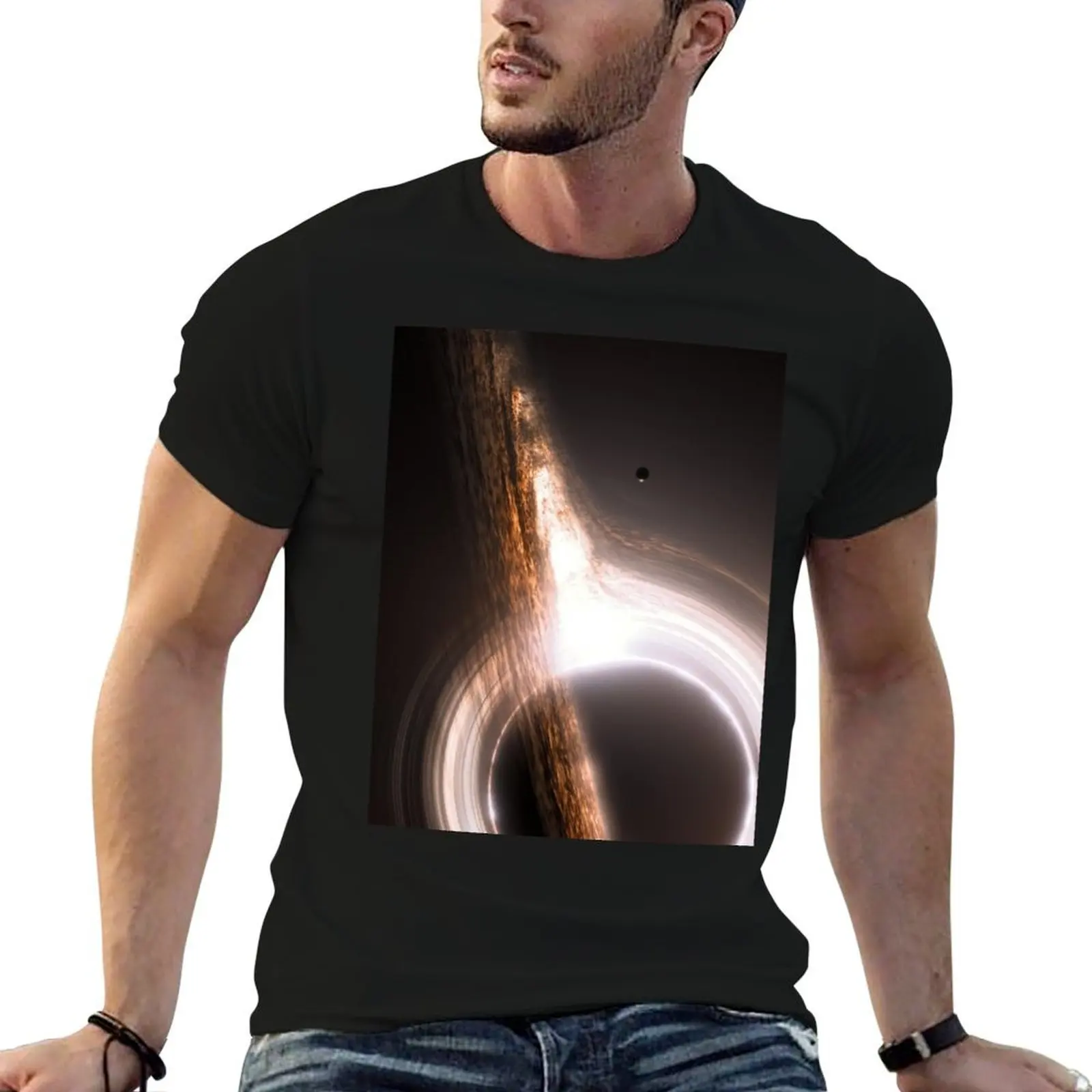 

Interstellar Gargantua Black Hole T-Shirt man t shirt heavy cotton t shirts cotton 100% T-Shirt
