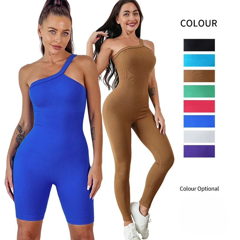 European and American New Threaded Trousers Jumpsuits Seamless Stretch Sportswear, Fitness Workouts, Yoga Wear, Jumpsuits