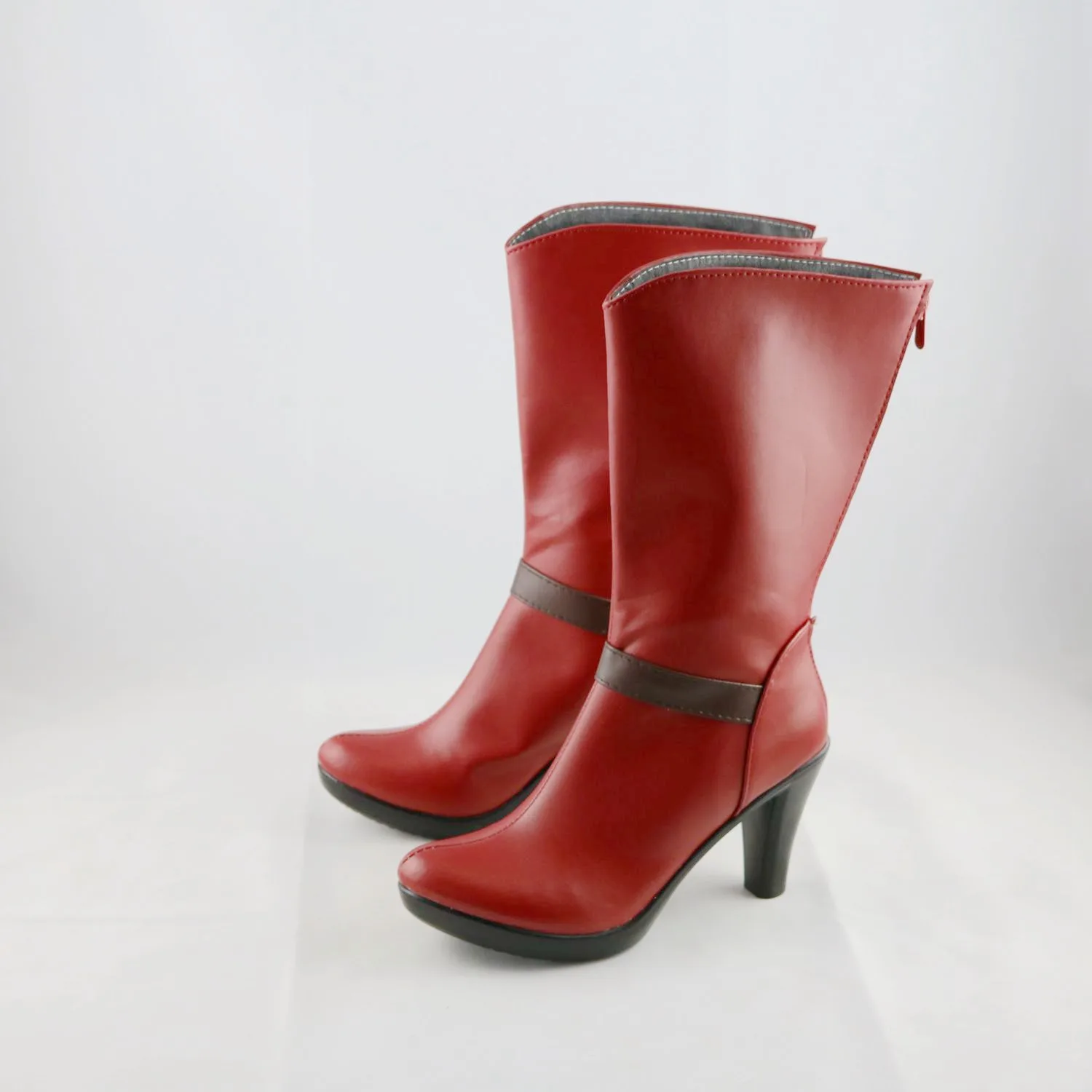 Scarpe da costume cosplay Onepiece Nami Stivali in ecopelle fatti a mano rossi anime