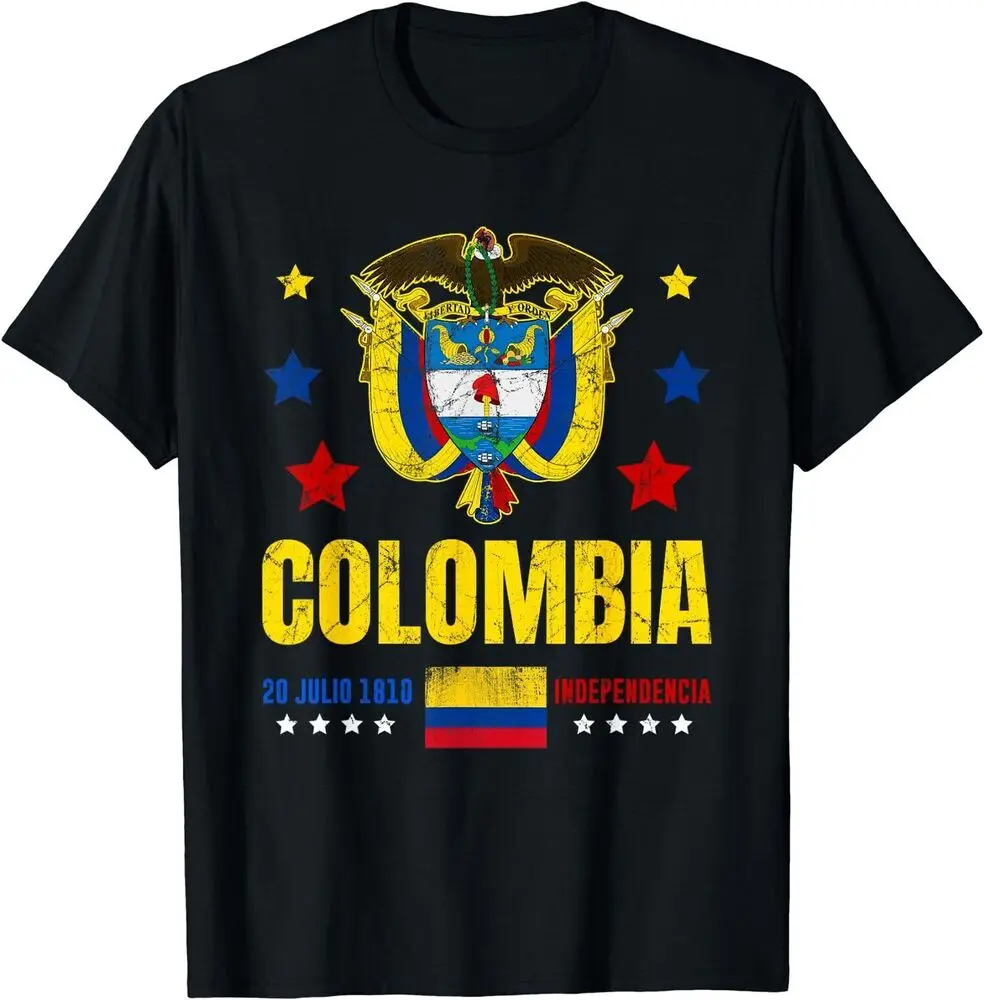 Colombia La Independencia De Colombian Independence Day Flag T-Shirt Anime Graphic T-shirts 100%Cotton Short Sleeve