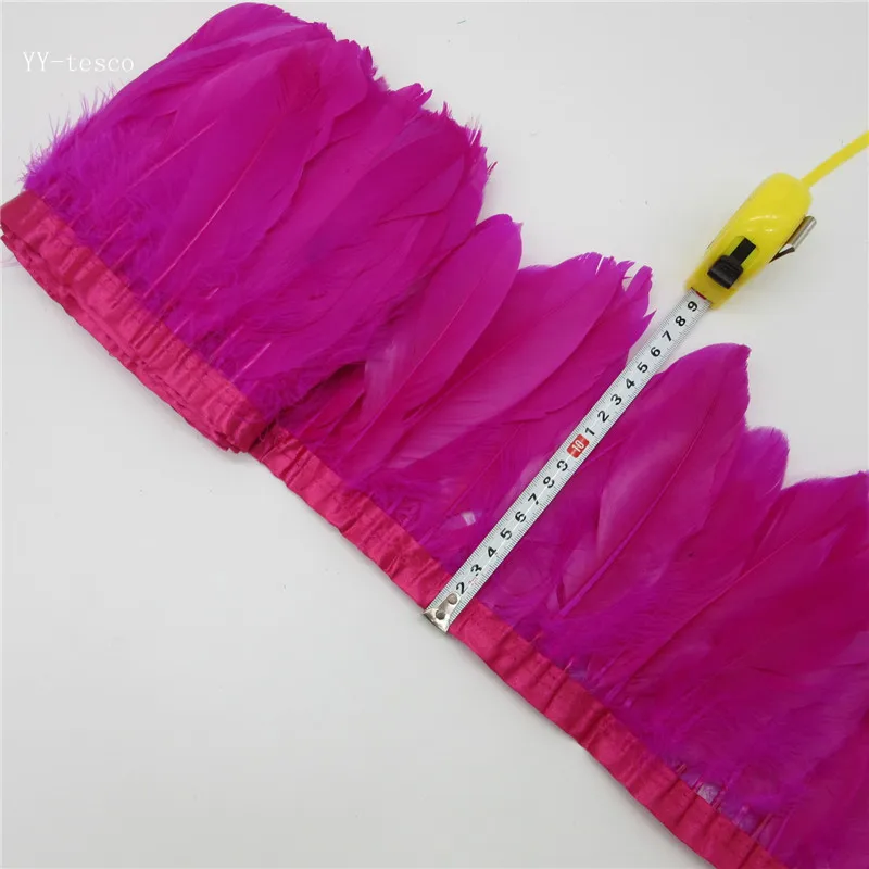 Goose Feather Trims 1 Yards/Lot Dyed Geese Feather Ribbons/15-20cm Fringes Goose Feather Cloth Belt DIY decorative 20 Color