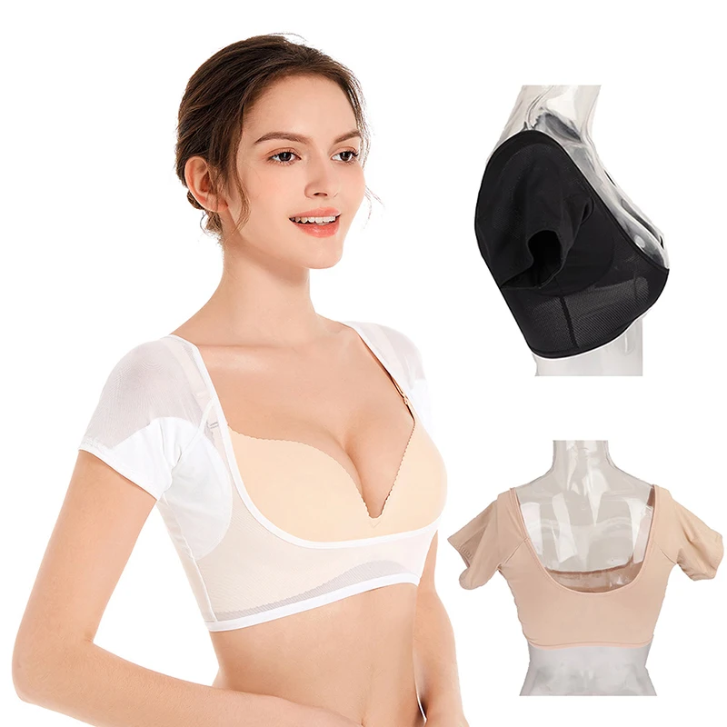 Almohadillas para el sudor en forma de camiseta para mujer, desodorante para el cuidado de las axilas, absorbente, lavable, ropa de vestir