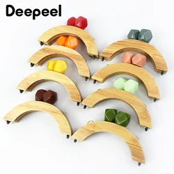 Deepeel 14*8cm Farbige Perlen Holz Tasche Griff Mini Geldbörse Rahmen Kuss Verschluss Holz Clip DIY Handtasche verschluss Zubehör 1/2/5Pcs