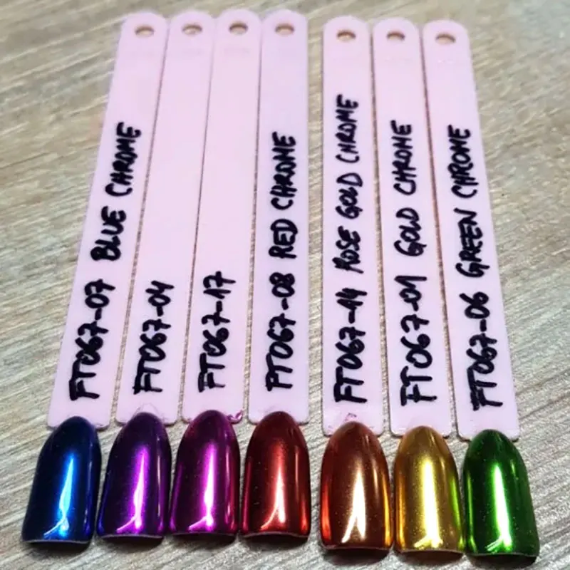 Mirror effect chrome nail design