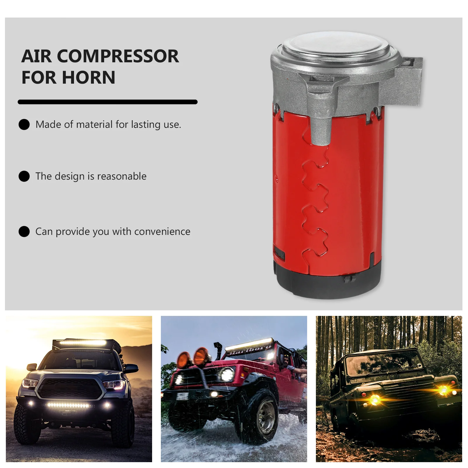 

12V Red Air Compressor Pump for Horns Heavy Duty Metal Construction Weather Resistant Fit Car Motorcycle Truck Tire Equipment
