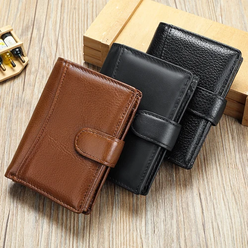 Imagen 1 del producto Cartera de cuero WESTAL, tarjetero multifunción para hombre, cartera corta con clip para dinero, capa de piel de vaca Premium para hombre