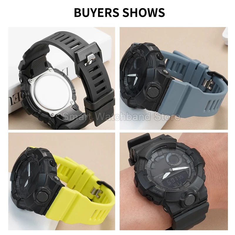 Per Casio GBD-800 GMA-B800 cinturino in resina resistente allo strappo impermeabile verde militare nero grigio dimensione speciale doppia interfaccia convessa