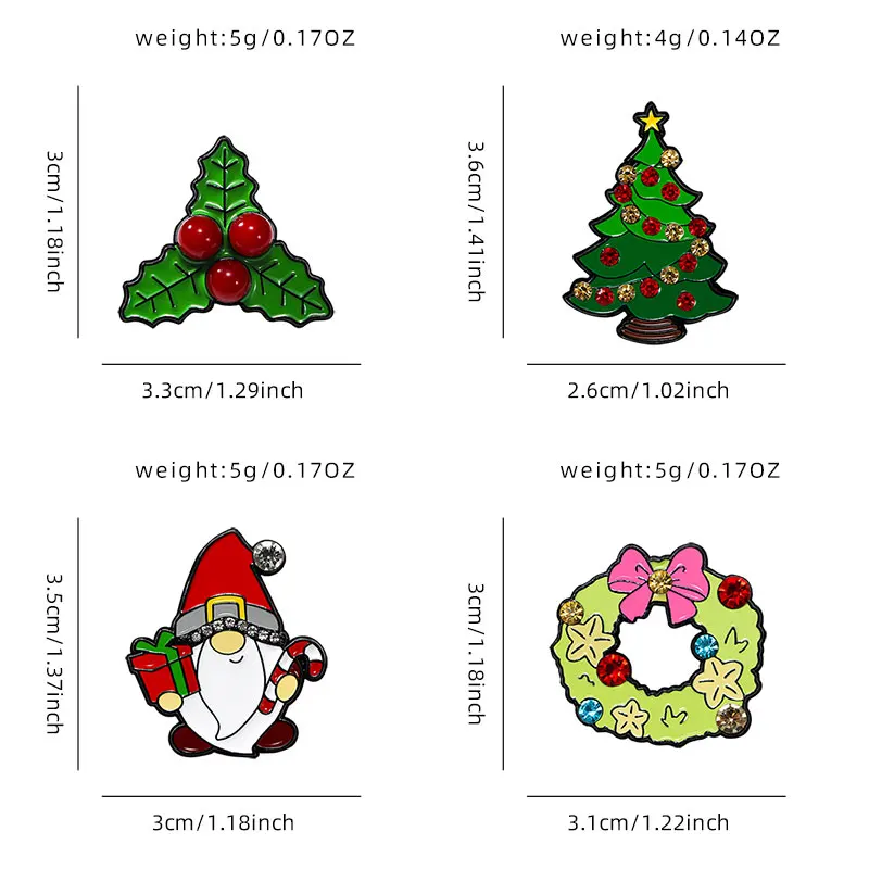 4 أنماط مضحك عيد ميلاد سعيد موضوع كريستال دبابيس هولي سانتا كلوز إكليل شجرة المينا حجر الراين دبابيس هدية عيد الميلاد