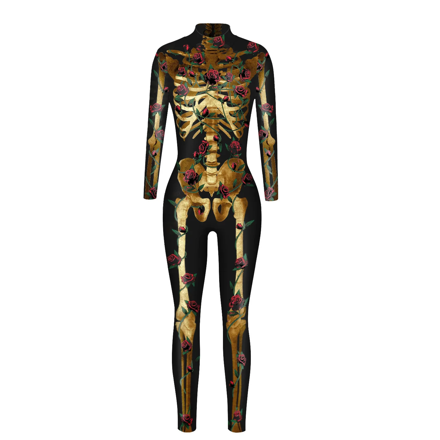 Festtags-Karnevalskostüm Skelett-Bedruckte Bodysuits für Frauen Bunte Halloween-Cosplay-Jumpsuits Zentai-Catsuit – Detail 28