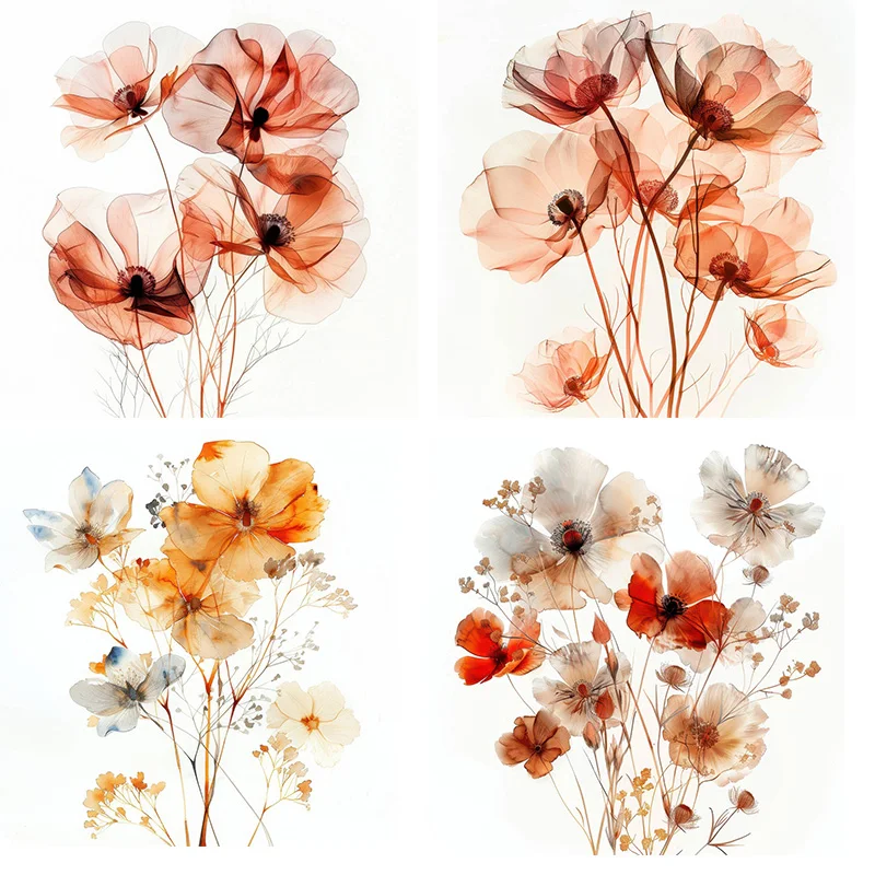 MT907# Dried Flowers Stickers, Bright Wall for Home, Cabinet, Door,Toilet,Decoration, Vinyl Car Decals, Outdoor Indoor Use