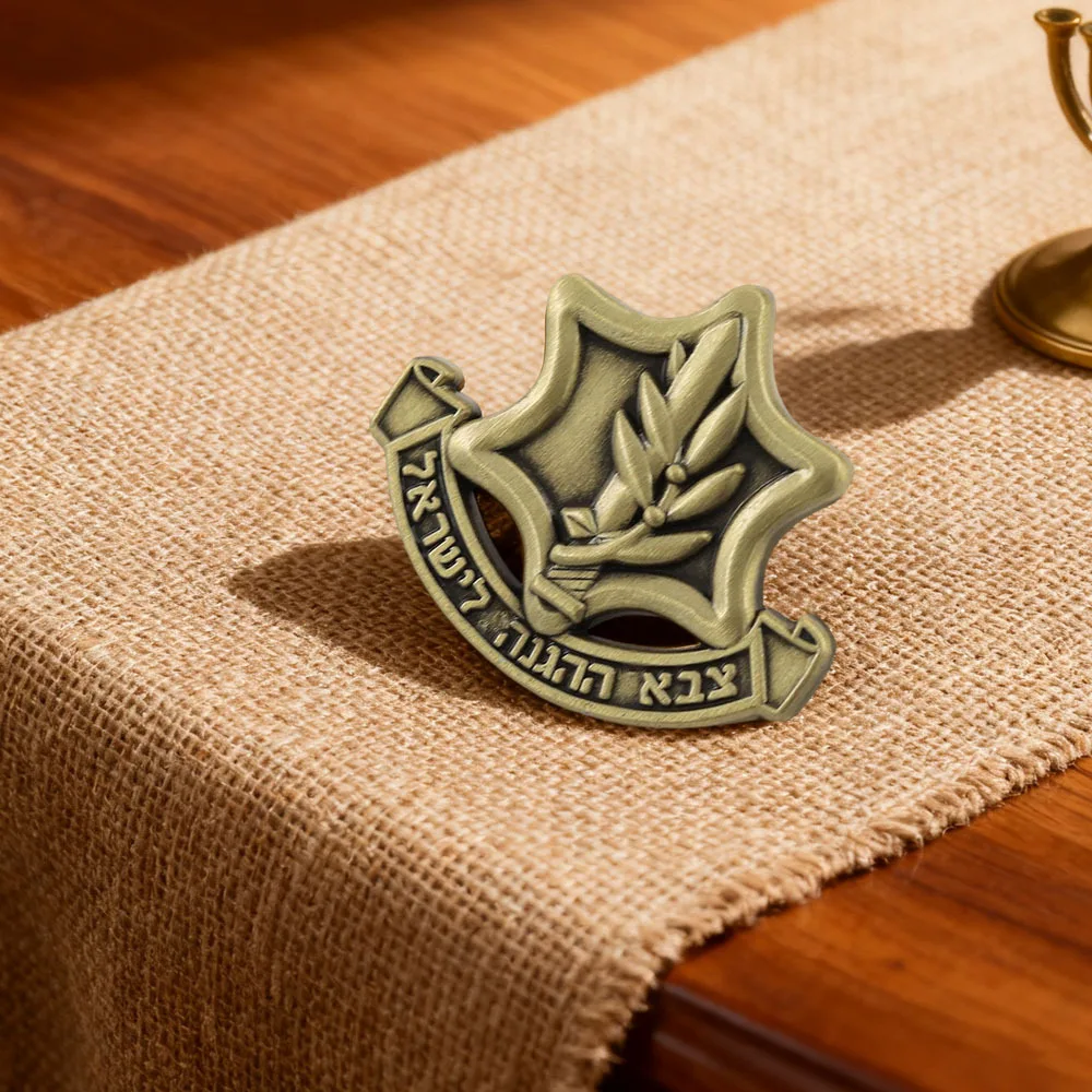 Star Sword and Olive Branch Emblem Israel Retro Metal Brooch Personalized Accessory